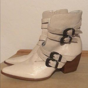 Matisse white snakeskin boots